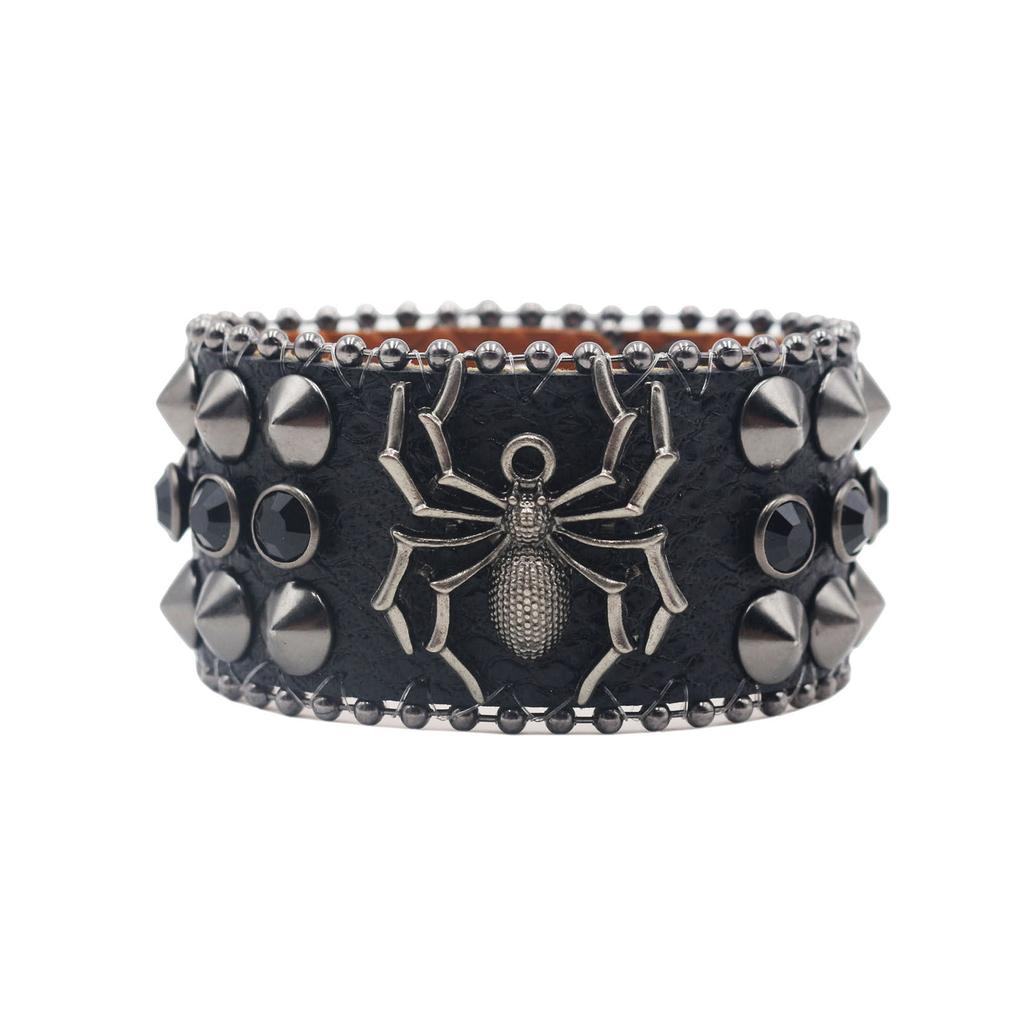 Amerikanisches Strassnietenarmband, Spinne Dekorativ Punk Gothic Personalisierter Schmuck