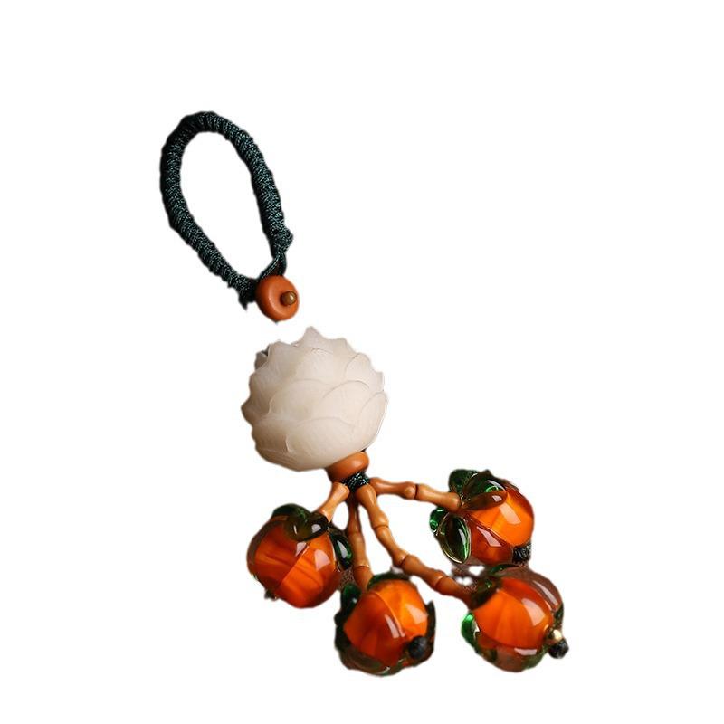 Chinese Bodhi Lotus Keychain: Anti-Lost Car Pendant with Ancient Style Rope