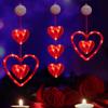 Homeleo 3-Pack Red Heart Window Lights for Valentine's Day Decor, Romantic Heart Shaped Hanging Lights w/Suction Cup for Wedding Anniversary Party