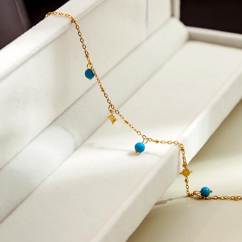 Metallic Turquoise Geometric Disc Anklet with Star and Butterfly Ornaments - Cold Temp Niche Style Accessories