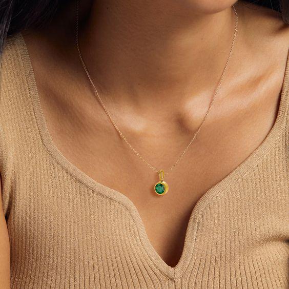 CARLIDANA Fine Jewelry Charms Hot Birthstone Necklace Fashion Simple Zircon Stainless Steel Necklace Christmas Birthday Gift