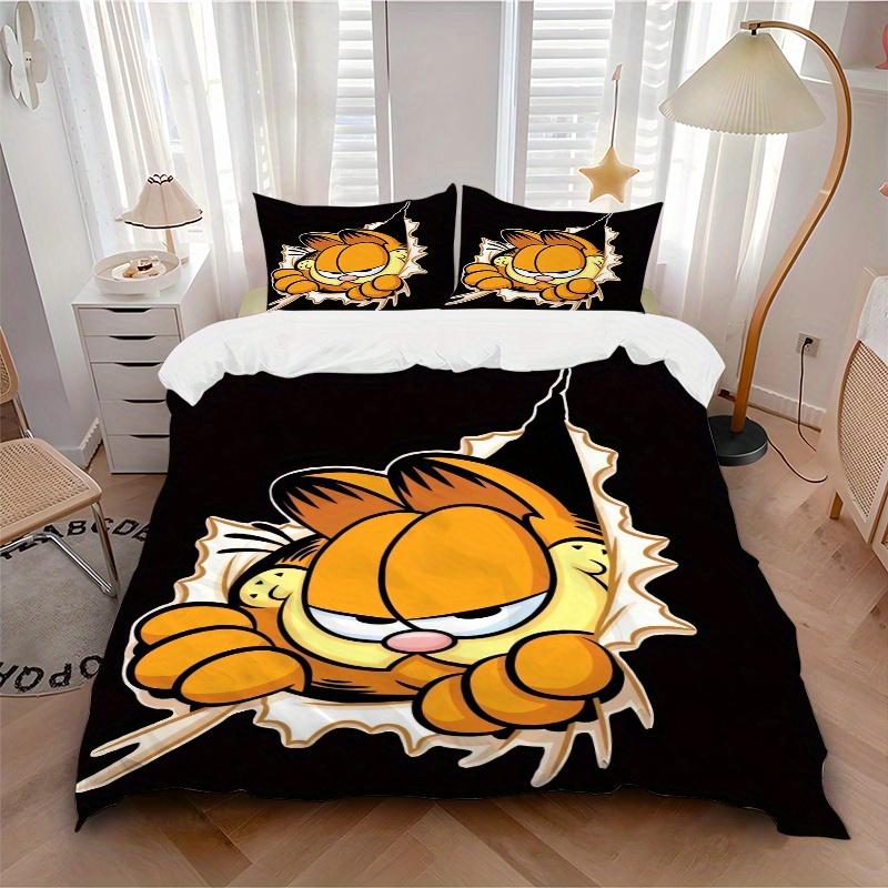 

3pcs Garfield Cartoon Character Bedding Set, Including 1 Quilt Cover and 2 Pillow Shams,Soft and Comfortable Home Bedroom.F011 200x200cm