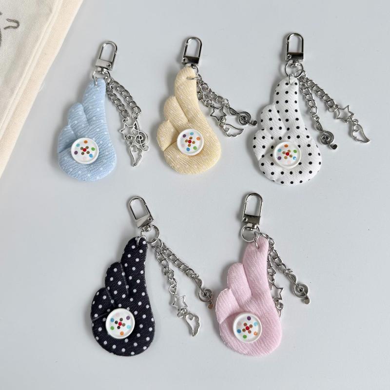 Soft Cloud Fabric Keychain with Star Music Note Pendants Multi Colors Lovely Car Key Decor for Valentine's Day Gift