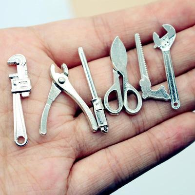 6Pcs 1:12 Dollhouse Mini Alloy Adjustable Wrench Pliers Tools Set Miniature Repair Model Scene Props Doll House Decor Toys Gift