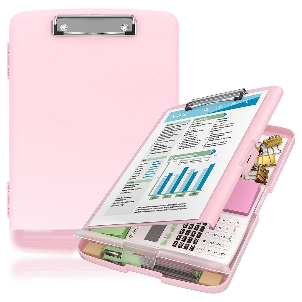 File Clipboard with Storage, HeavyDuty, High Capacity Plastic PaperClips with Pen Holder, EssentialSchool and Office Supplies