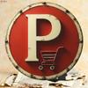 Retro Letter P Shopping Cart Metal Sign 8 Inch Round Aluminum Wall Decor For Supermarket Garage Store Thanksgiving Gift