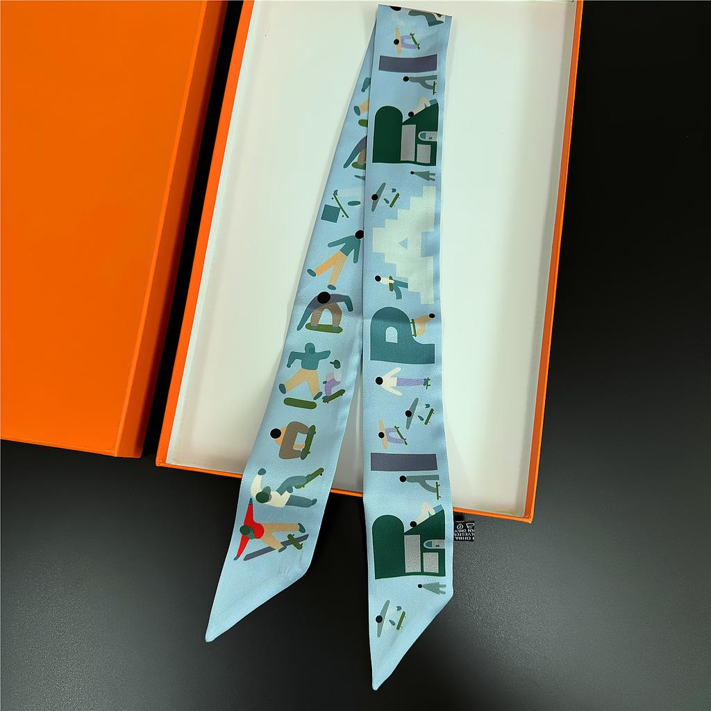 Gorgeous Saddle Twill Silk Scarf Women Fashion Scarf Luxury Skinny Bag Scarves Brand Design Foulard  Neckerchief Hair Headband