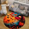 Serene Round Botanical Multicolor Area Rug, Non-Slip Floor Mat for Kitchen
