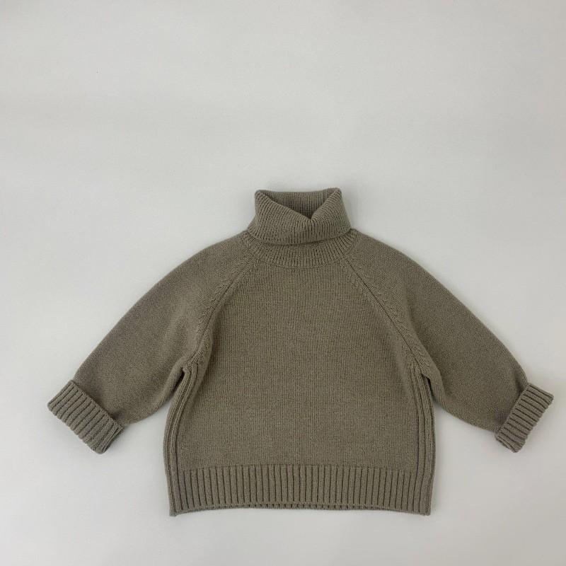 Kids Thick Knit Turtleneck Sweater Solid Color Pullover Boys Girls 3-8 Years