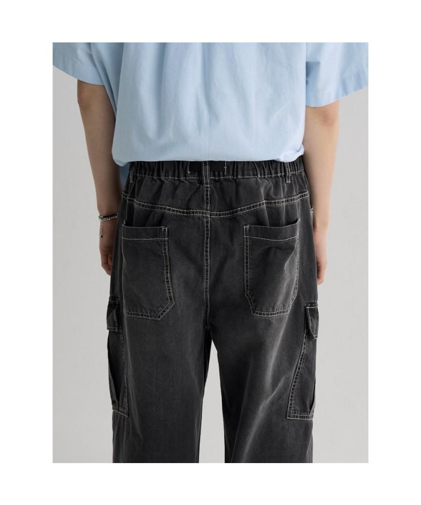 8SECONDS Lightweight Full-Band Cargo Denim Pants Ash