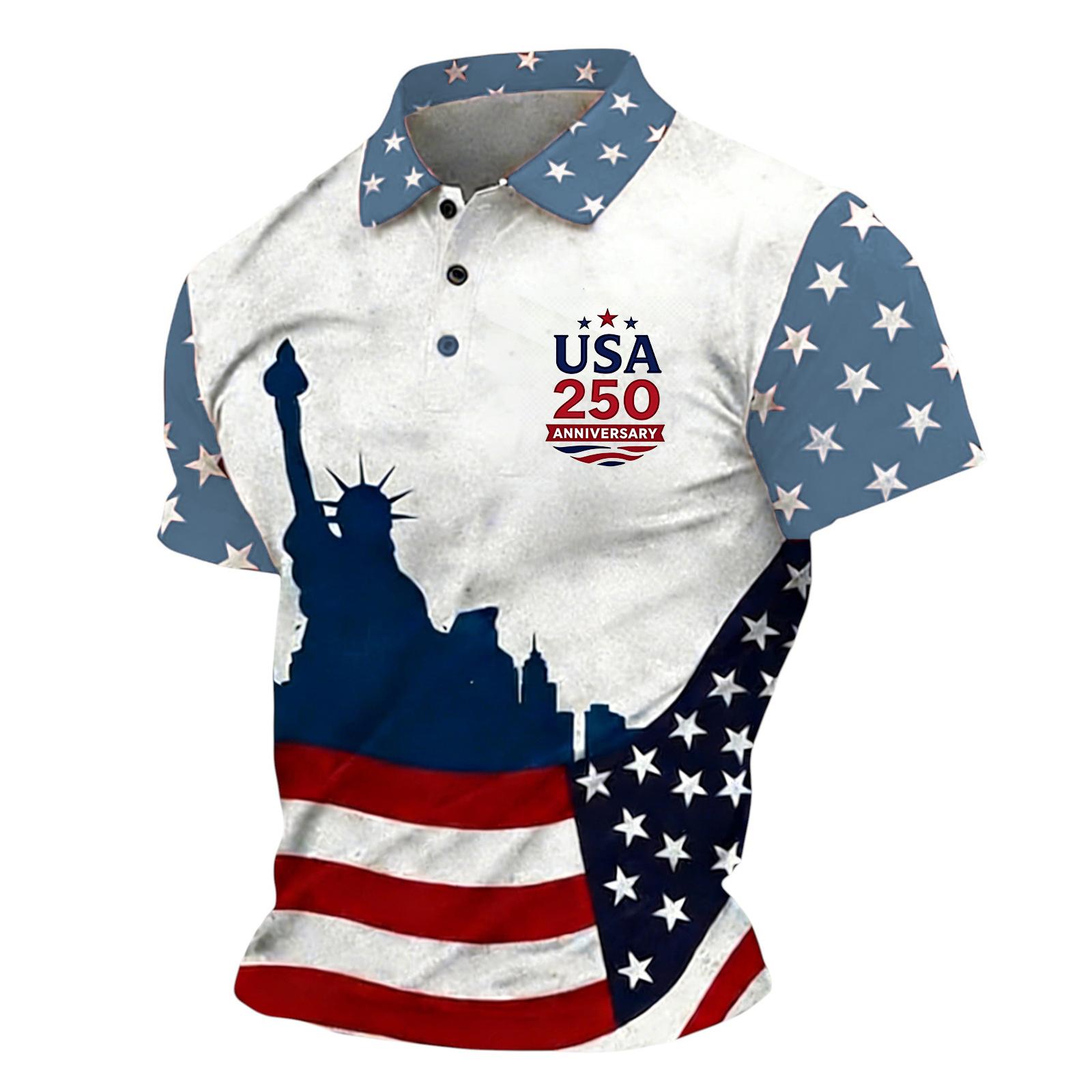 

Men s Loose And Casual Flag-print T-shirt, Short Sleeve Shirt XL