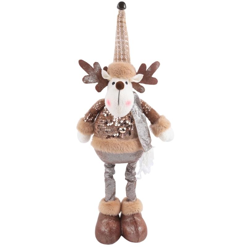 Extendable Christmas Decorative Figure with Fabric Texture, Holiday Character Ornament for Living Room Shelf Displays