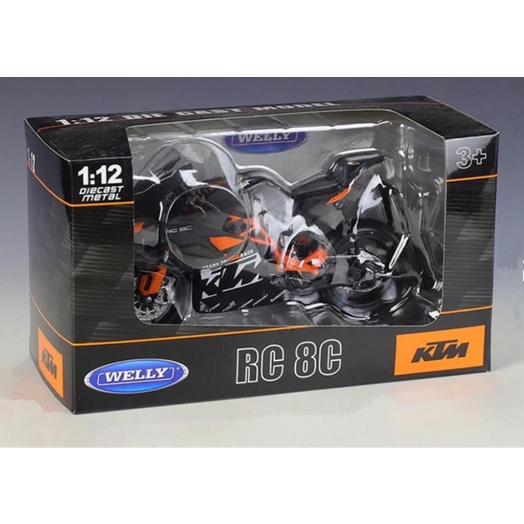 Welly 1/12 KTM RC 8C Alloy Race Motorcycle Model Diecasts Toy Simulation Metal Street Toys Car Collectibles Childrens Gifts