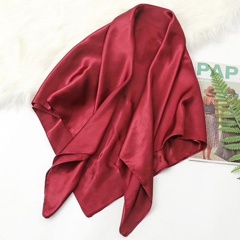 90*90cm Big Size Headwraps Solid Colors Neckerchief Hijab Women Satin Headband Hair Scarves Female Shawls Head Scarfs for Ladies