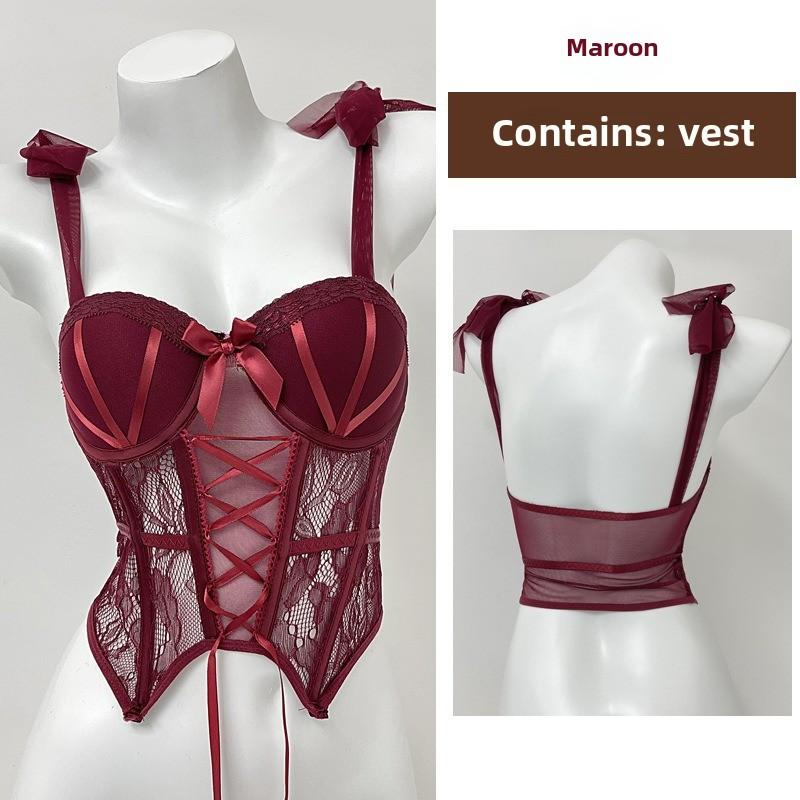 Fishbone Bra Pure Want To Wear Lace with Chest Pad Suspender Top with Short Bottom Vest Inside