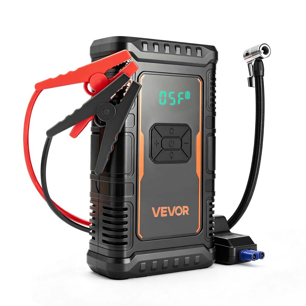 VEVOR Jump Starter with Air Compressor 1600A Peak Car Battery Jump Box, Portable for 6.0L Gas / 3.0L Diesel, 150 PSI Auto-Shutoff Tire Inflator