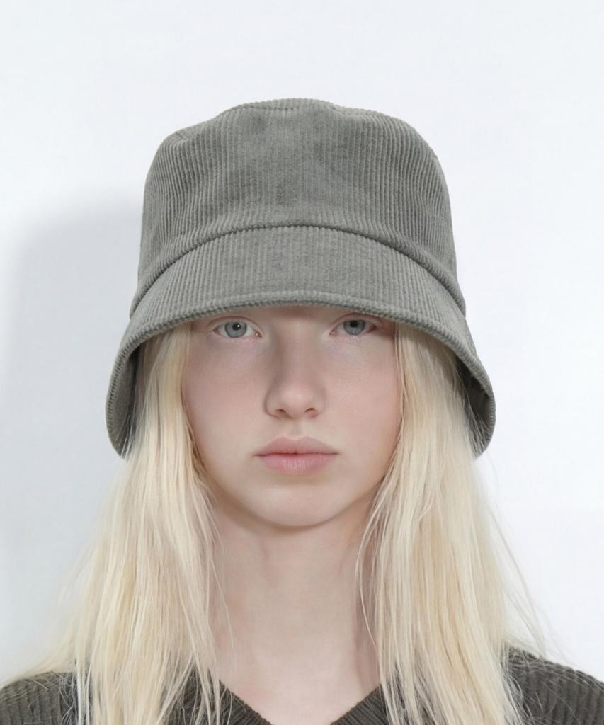 Eondeokeonteulolseutyudio Corduroy Short-Brimmed Bucket Hat Plain Bucket / Pigment Cd / C Olive