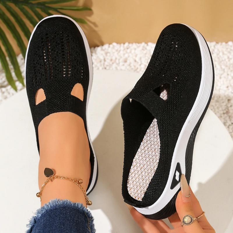 Women's Breathable Knit Slip-On Sneakers Lightweight Half Slipper, Comfortable Walking Shoes for All-Season Casual Outdoor Women's Summer Shoes
