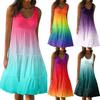 Fashion Womens Casual Summer Printed Sundress Loose Gradient Beach Skirt Mini Dress