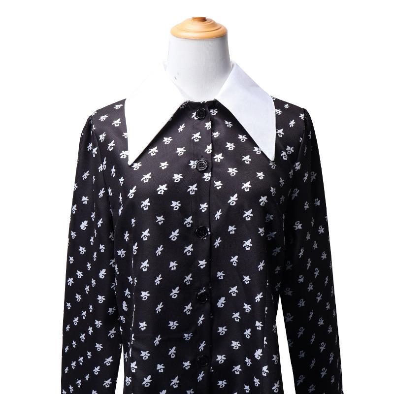 Anime Wednesday Adams Cos American Drama Same Dress Wednesday Halloween Women's Black Dress Costume For Girl
