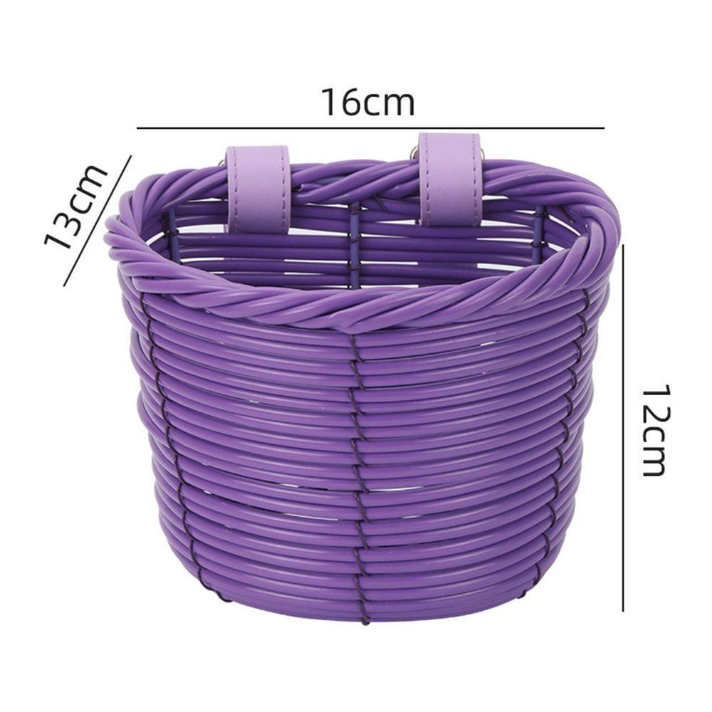 7 Styles Front Handle Carrier Retro Woven Children's Bicycle Scooter Basket Front Riding Basket
