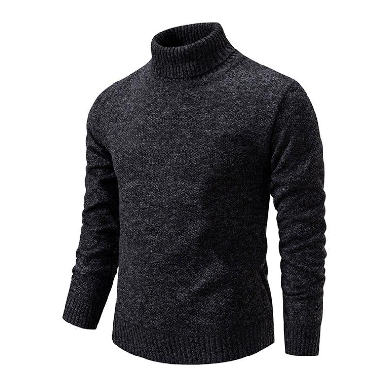 Autumn and Winter High Collar Velvet Thick Sweater Pullover Bottoming Shirt Men's Solid Color Top