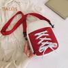 Women Canvas Crossbody Bag Casual Small Shoulder Bag Canvas Shoe Design Crossbody Purse for Daily Life Travel Commuting