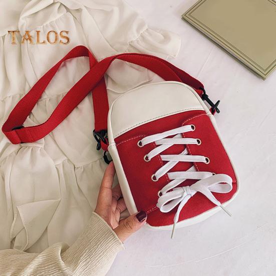 Women Canvas Crossbody Bag Casual Small Shoulder Bag Canvas Shoe Design Crossbody Purse for Daily Life Travel Commuting