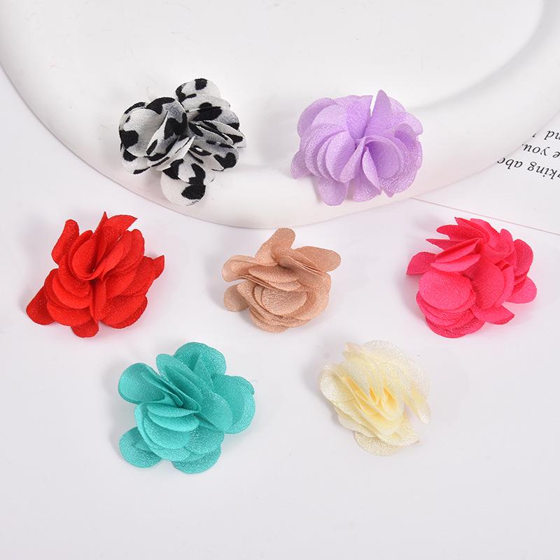 Handmade Chiffon Camellia Flower Earrings - 3cm Fabric Accessories