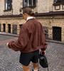 2025 Women's High-End Retro Bomber Jacket - Long Sleeve, Stand-Up Collar, American Street Style, Spring/Autumn Outerwear