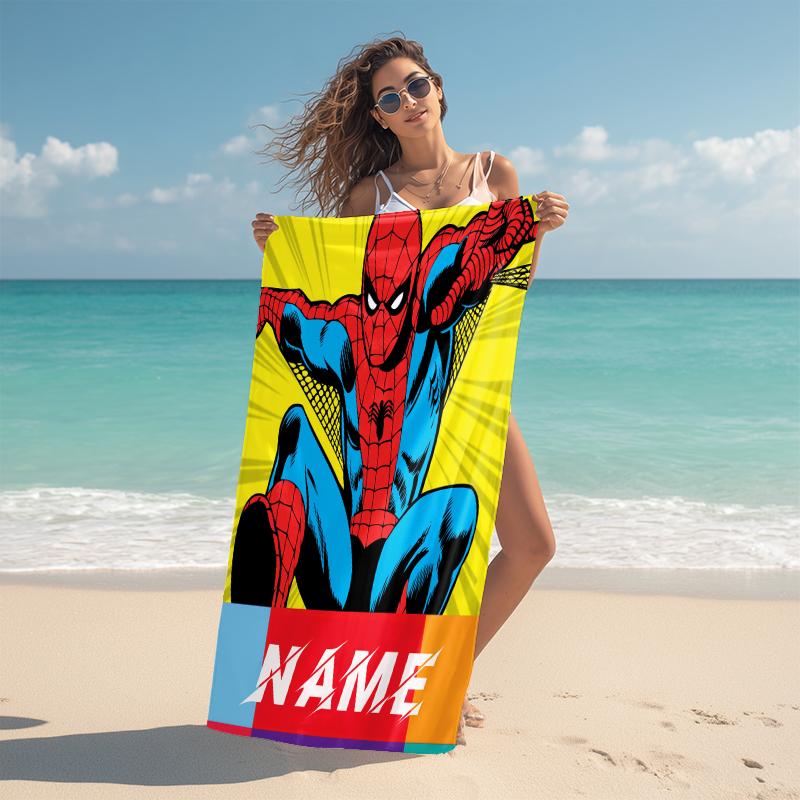 Personalized "Spider-Man Web Theme" Beach Towel Microfiber Beach Towel Thin Absorbent for Beach Swimming Yoga Bath Sports. 091057