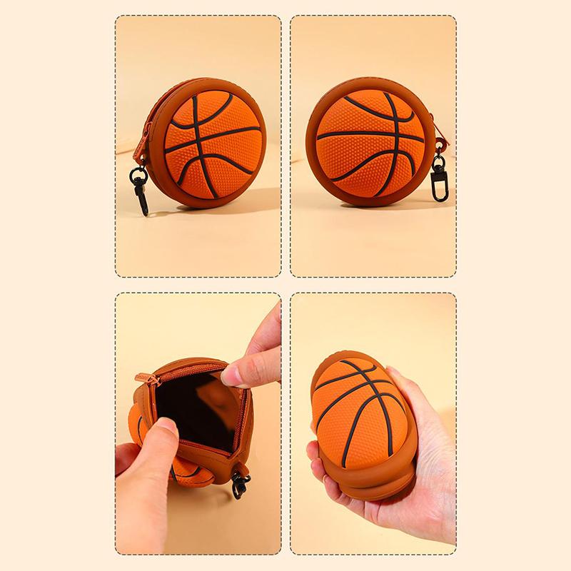 Creative Sports Series Mini Storage Bag Basketball Football Silicone Coin Purse Bag Pendant For Coin Key Storage Earphone Box