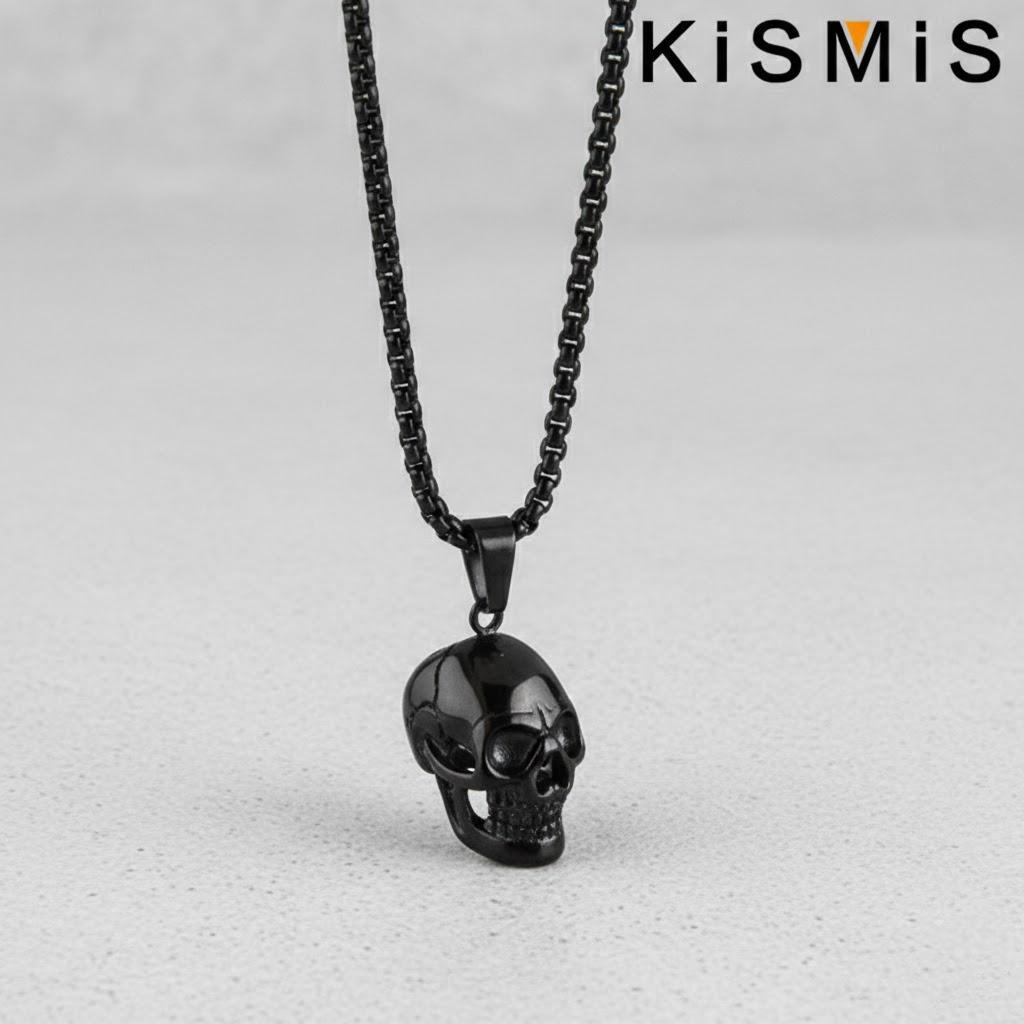 Personality Retro Punk Rock Goth Trendy Exaggerated Skull Necklace Male Popular Jewelry Party Halloween чёрный