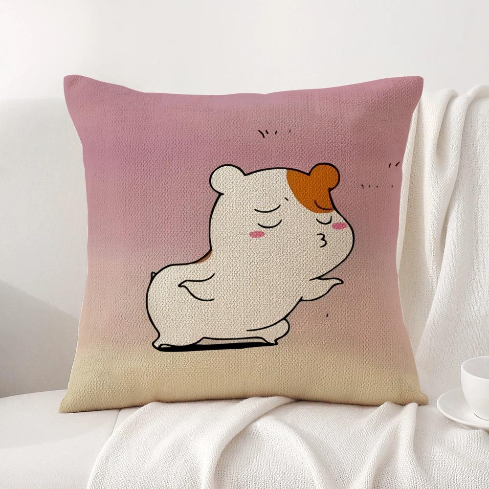 Cute E-Ebichus Cushion Cover Natural Linen Organic Fabric Double-Sided Printing Sofa Home Decor Gift Pillow Cover