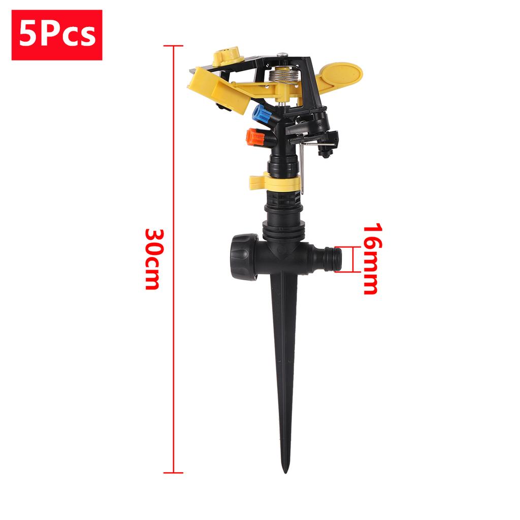 1/2" Male Thread Double Nozzle Yellow-Winged Adjustable Rocker Sprinkler With 3-Kinds Bracket Kit 360 Degree Garden Lawn Nozzle