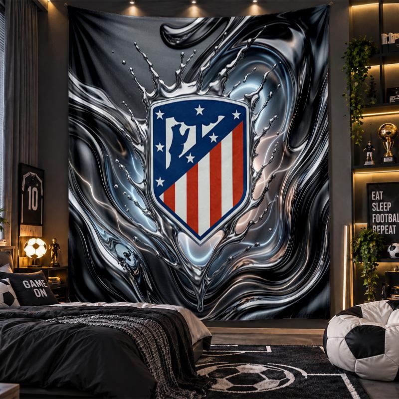 Wandbehang Wandteppich Atletico Madrid Druck Stoff für Wohnzimmer Schlafzimmer Heimdekoration