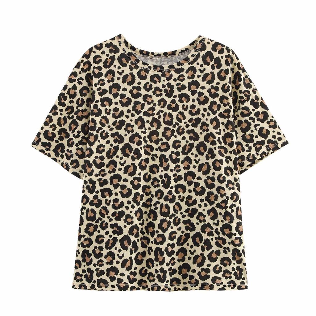 Spring 2025 Women's European & American Style Crew Neck Short Sleeve Print T-Shirt