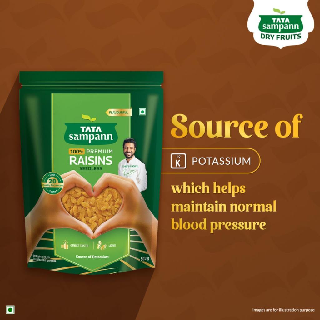 TATA Sampann Pure Raisins Seedless 500g Pack Of Premium Dry Fruits Green Kishmish Snack