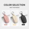 Interior Mouldings Leather Case Cover Car Key Protector Shell Fob Accessories For Ford Raptor F150 Edge Fusion Mustang Explorer