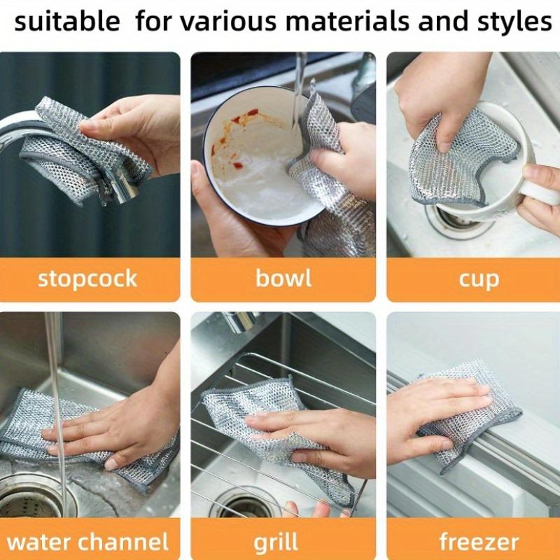 12pcs Steel Wire Cleaning Cloth Multipurpose Rag Kitchen Stove Cleaning Net Dish Towel Sink Wire Dish Washing Mesh Clean Gadgets