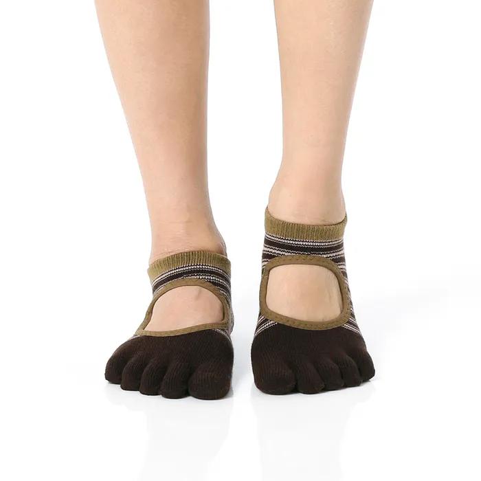 Pilates Yoga Rutschfeste Socken Zehensocken Oliv