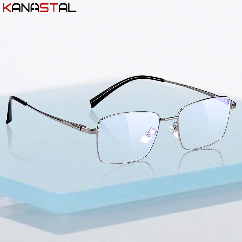 Men Pure Titanium Business Eyeglasses Frame Anti Fatigue Lenses Women Square Glasses Prescription Myopia Reading Eyewear Frames