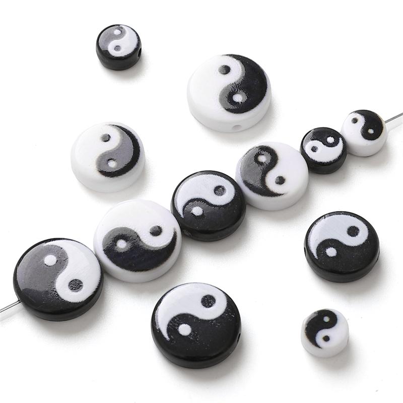 5Pcs Acrylic Taiji Bead For DIY Necklace Bracelet Earrings Jewelry Making Craft Accessories