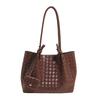 Simple casual woven tote bucket bag women's 2026 spring new pleated fashion niche shoulder armpit bag