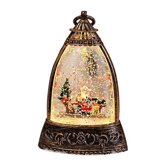 Christmas Snow Ball Lantern Bell Shape Swirling Glitter Christmas Lamp for Holiday Home Office Tabletop Decor