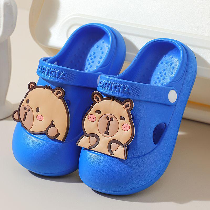 Children's Non-Slip Cartoon Beach Slippers, Closed-Toe for Ages 6-12, Two-Way Summer Shoes