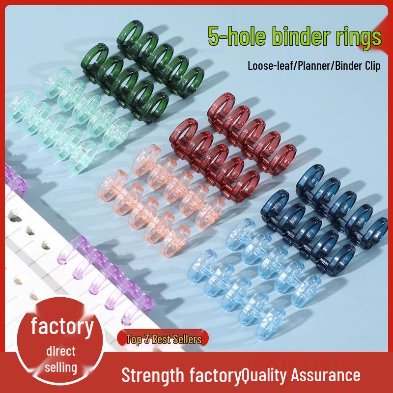Colored 5-Hole Detachable Binder Strips with Large Ring Clips for DIY