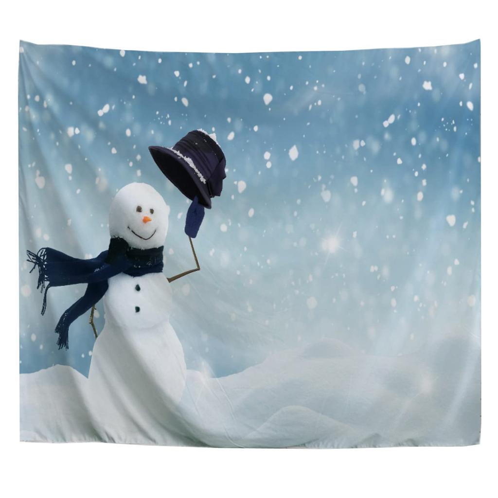 Christmas Themed Cute Snowman Printed Pattern Tapestry Home Living Room Bedroom Dormitory Wall Decoration Tapestry