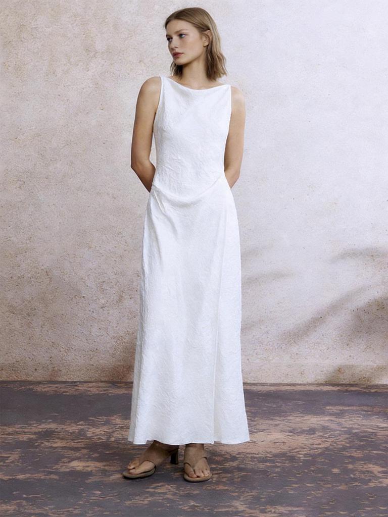 Vestido Europeu de Deusa em Acetato com Fenda Haute Couture para Casamentos, Festas e Eventos Formais