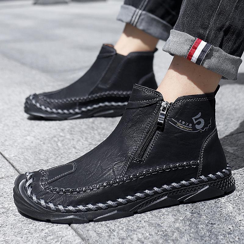 Fashion Fashion Cowboy Men's Motocross Boots Casual Slip on Business Boots High Top Leisure Walking Footwear 2025 New Male Chelsea Boots